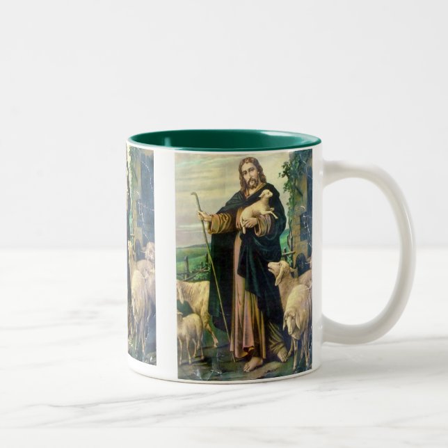 JESUS CHRIST THE GOOD SHEPHERD Two-Tone COFFEE MUG (Right)