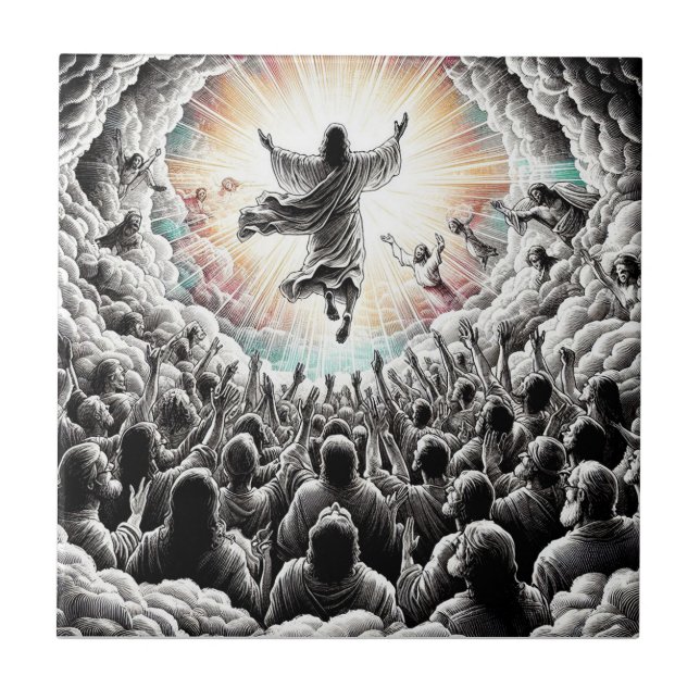 Jesus Christ The Rapture Religious Christian Art  Ceramic Tile (Front)