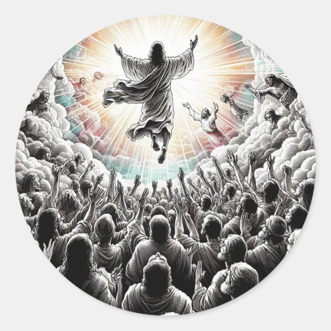Jesus Christ The Rapture Religious Christian Art  Classic Round Sticker (Front)