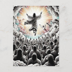 Jesus Christ The Rapture Religious Christian Art  Postcard