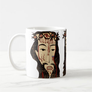 Jesus Christ Thorn Crown Folk art Painting Coffee Mug