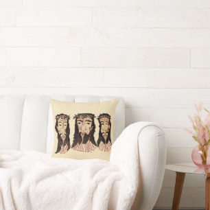 Jesus Christ Thorn Crown Folk art Painting Cushion