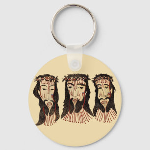 Jesus Christ Thorn Crown Folk art Painting Key Ring