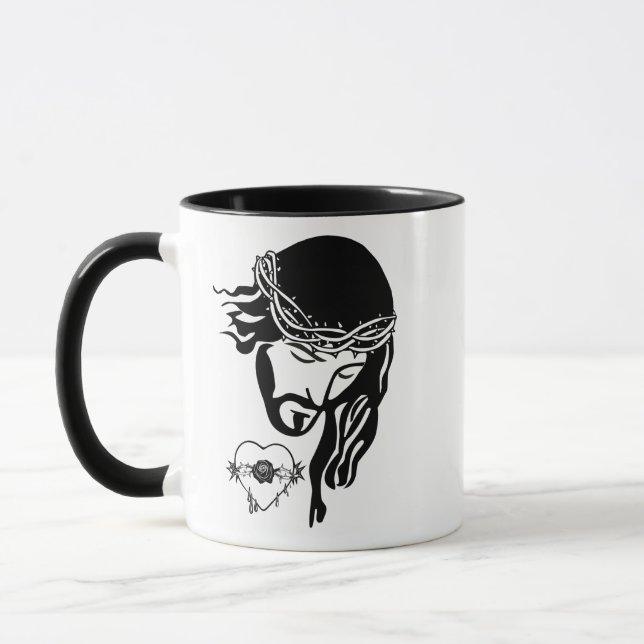 Jesus Christ Thorns Bleeding Heart Art Mug (Left)