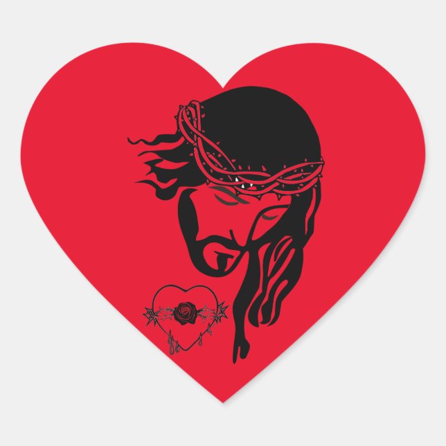 Jesus Christ Thorns Bleeding Heart Art Sticker (Front)