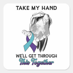 Jesus Christ We'll Get Through Suicide Awareness T Square Sticker