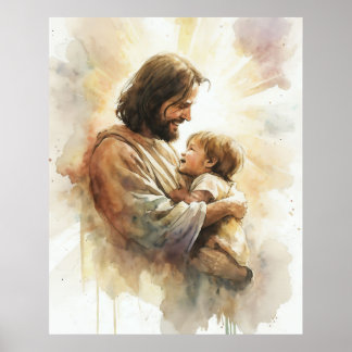 Jesus Christ With a Child Poster