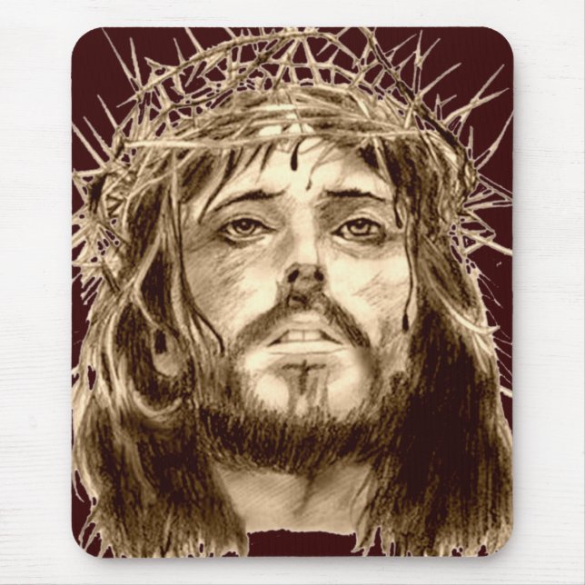Jesus Christ with a Crown of Thorns Mouse Pad (Front)