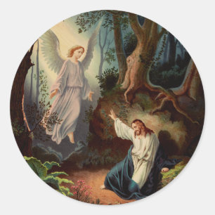 Jesus Christ with angel  Classic Round Sticker