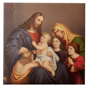 Jesus Christ with Children Ceramic Tile