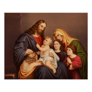 Jesus Christ with Children Poster