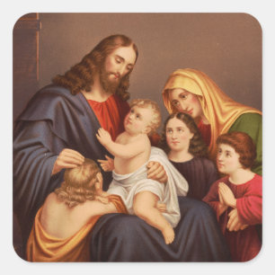 Jesus Christ with Children Square Sticker