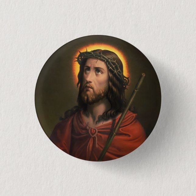 Jesus Christ with Crown of Thorns 3 Cm Round Badge (Front)