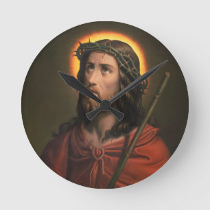 Jesus Christ with Crown of Thorns Round Clock