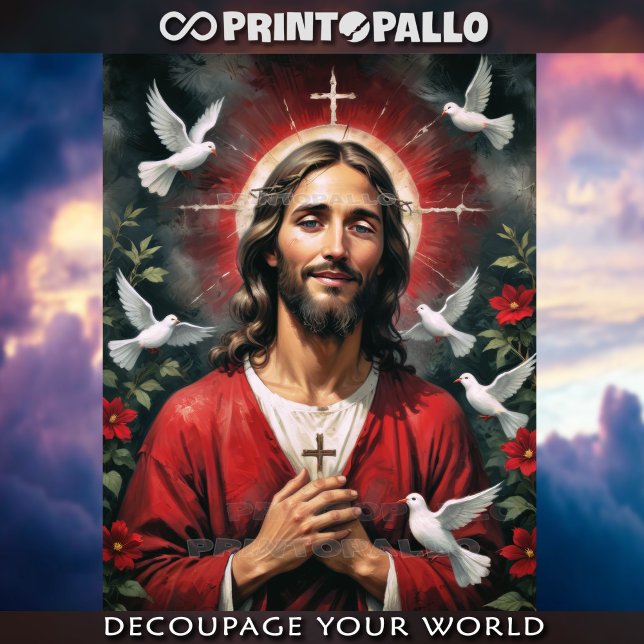 Jesus Christ with Holy Cross and Doves Tissue Paper (Creator Uploaded)