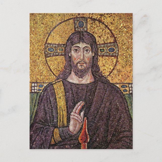 Jesus Christ with Holy Spirit Flame Mosaic Postcard (Front)