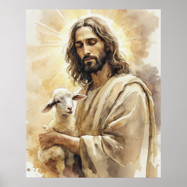 Jesus Christ With Lamb Poster (Front)