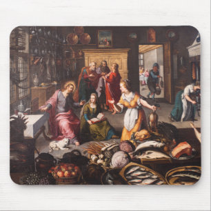 Jesus Christ with Martha and Mary - Joos Goemaere Mouse Pad