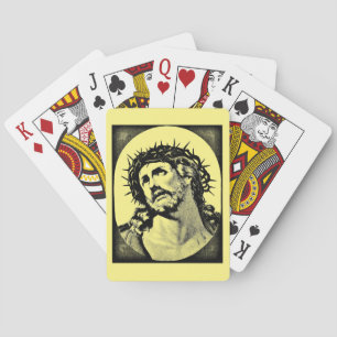 Jesus Christ with thorn crown Vintage religious  Playing Cards