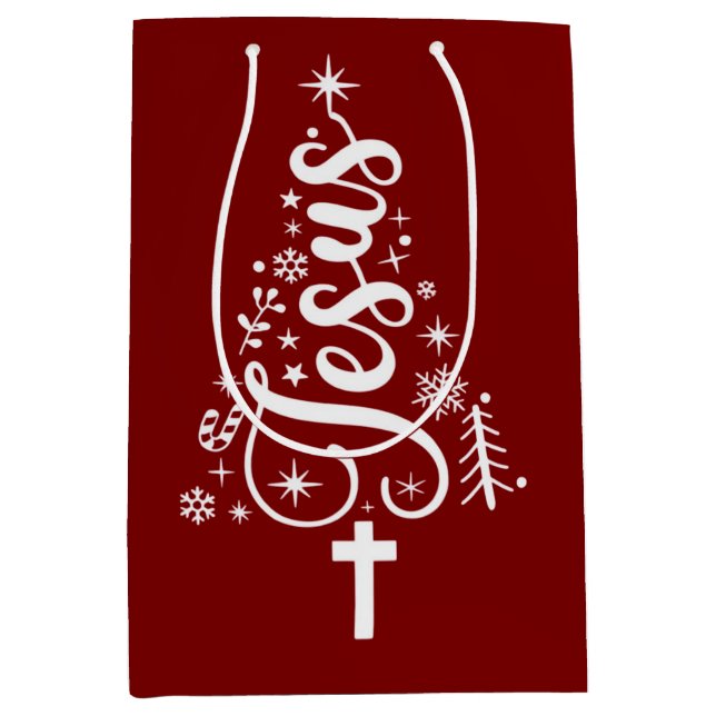 Jesus Christian Christmas Bible Verse Faith  Medium Gift Bag (Front)