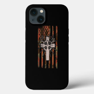 Jesus Christian Cross Hunting American Flag Camo D iPhone 13 Case