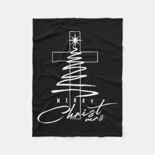 Jesus Christian Cross Merry Christmas Pajamas Fami Fleece Blanket