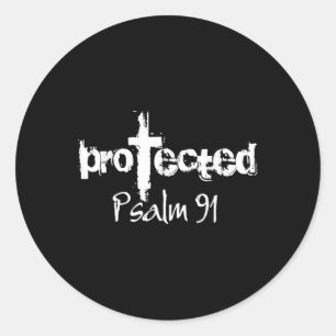 Jesus Christian Design - God Protected Psalm 91 Bi Classic Round Sticker