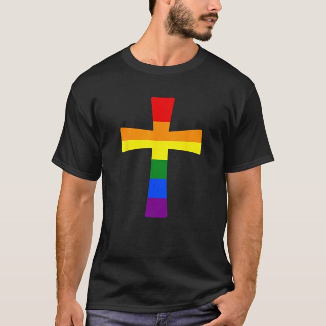 Jesus Christian Faith Cross LGBT Gay Pride Month R T-Shirt (Front)