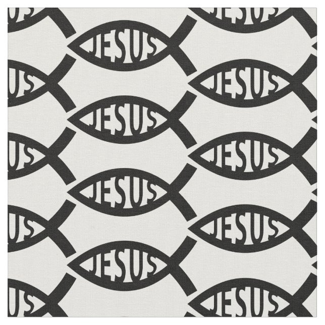 Jesus Christian Fish Pattern Fabric (Close Up)