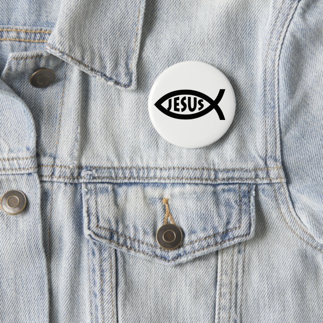 Jesus Christian Fish Symbol 6 Cm Round Badge (In Situ)