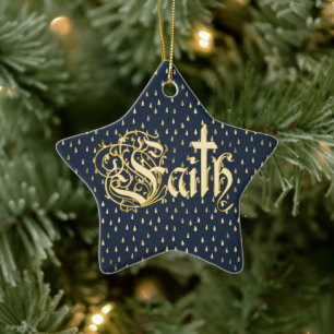 Jesus Christian Religion Cross Faith Christmas Ceramic Ornament