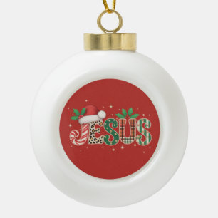 Jesus Christian Religious Saying Faith Bible Verse Ceramic Ball Christmas Ornament