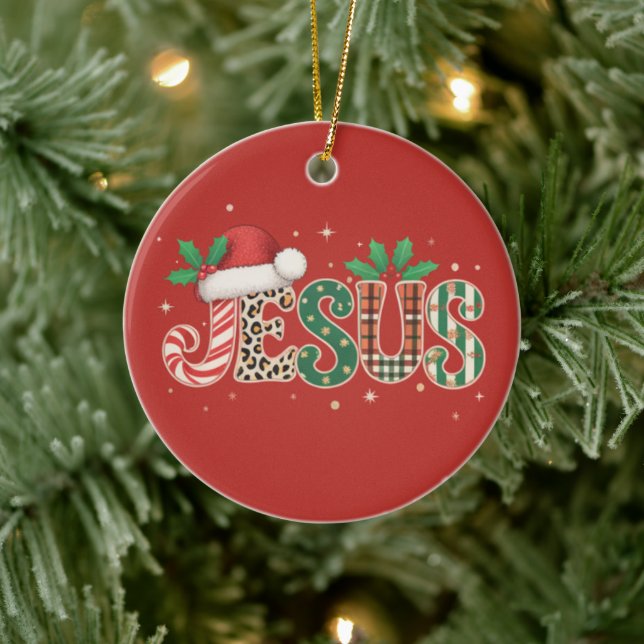 Jesus Christian Religious Saying Faith Bible Verse Ceramic Ornament (Tree)