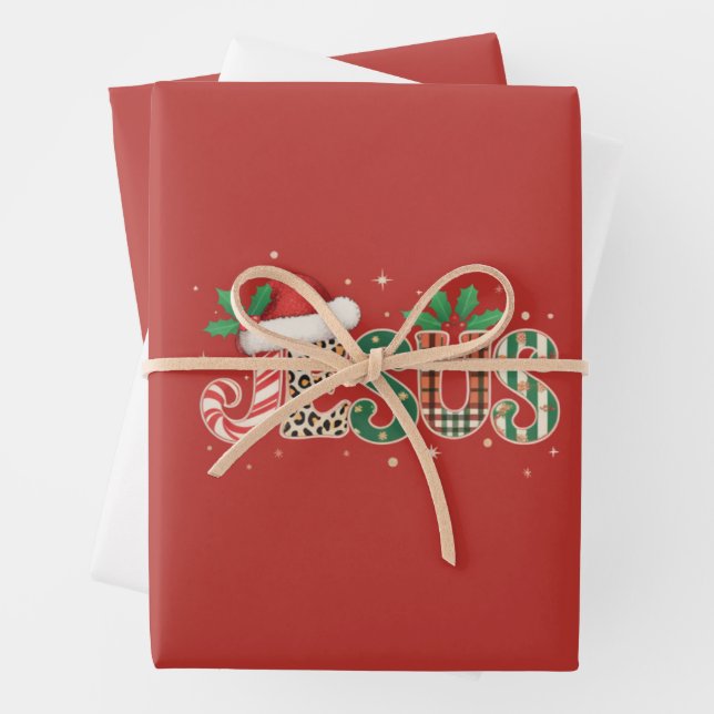 Jesus Christian Religious Saying Faith Bible Verse Wrapping Paper Sheet (In situ)