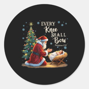 Jesus Christian Santa Christmas Xmas Every Knee Sh Classic Round Sticker