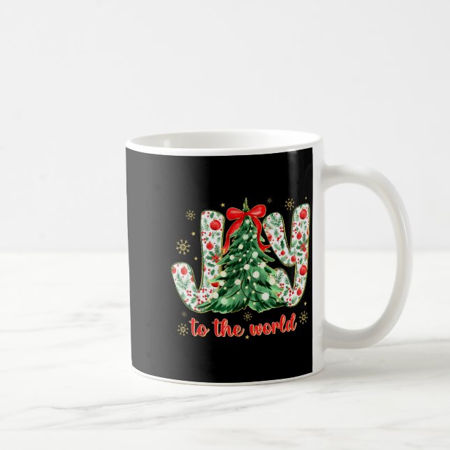 Jesus Christian Xmas Tree Holiday Christmas Joy To Coffee Mug (Right)