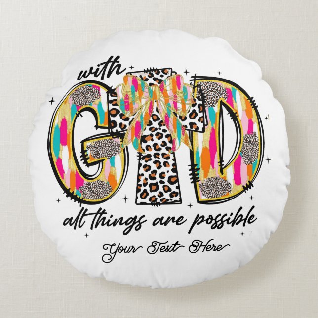 Jesus Christmas all things are possible Round Cushion (Front)