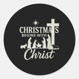 Jesus Christmas Begins With Christ Pjs Pajamas Tod Classic Round Sticker