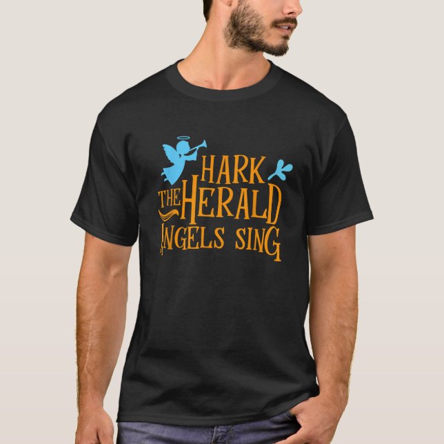 Jesus Christmas Holiday Hark The Herald Angels Sin T-Shirt (Front)