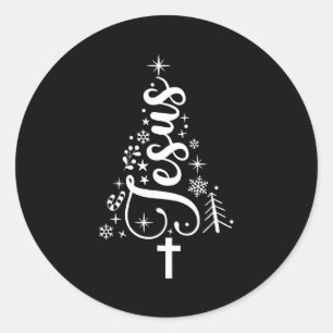 Jesus Christmas Tree Bible Verse Classic Round Sticker