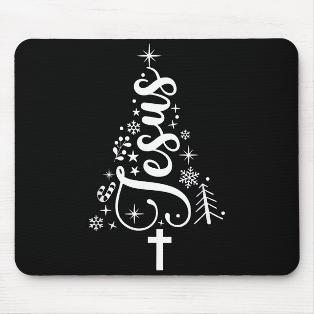 Jesus Christmas Tree Bible Verse  Mouse Pad (Front)