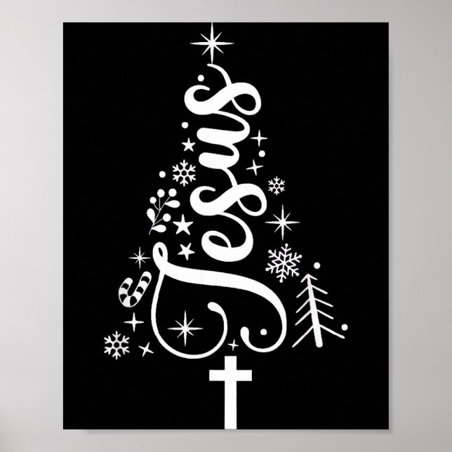 Jesus Christmas Tree Bible Verse  Poster (Front)