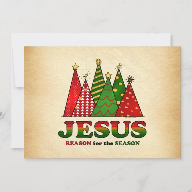 Jesus Christmas Trees Holiday Card (Front)