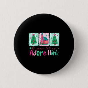 Jesus Christmas Xmas Tree Preppy Oh Come Let Us Ad 6 Cm Round Badge