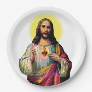 Jesus Christus in Pop Art Style Paper Plate