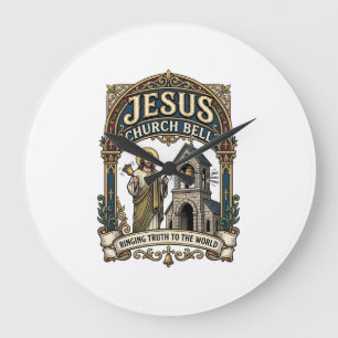 Jesus Church Bell Jesus Church Bell Christian Fait Large Clock