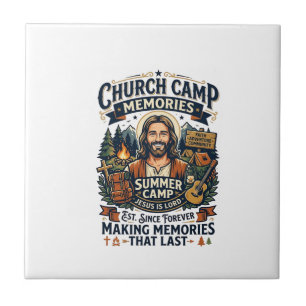 Jesus Church Camp VBS Nostalgia Shirt Faith Based Ceramic Tile