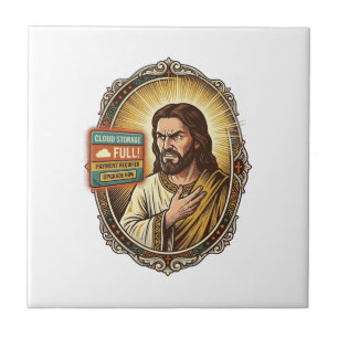 Jesus Cloud Storage Full Warning Paywall Tech Humo Ceramic Tile