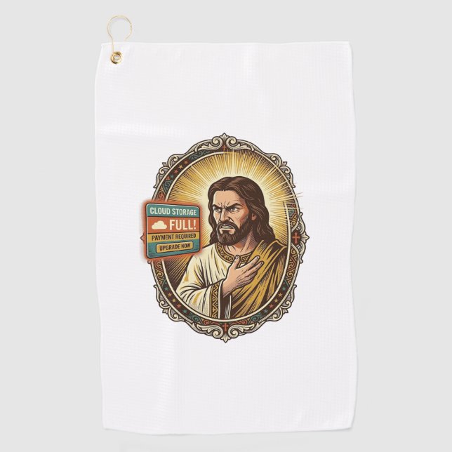 Jesus Cloud Storage Full Warning Paywall Tech Humo Golf Towel (Front)