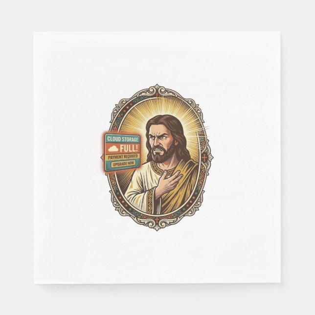 Jesus Cloud Storage Full Warning Paywall Tech Humo Napkin (Front)